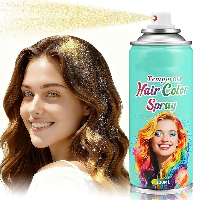Glitter Hairspray【Instant Color】【Skin Friendly】【Easy To Clean】【Large Capacity】Washable Hair Color Spray For Women/Men 4.06 oz，18 Glitter