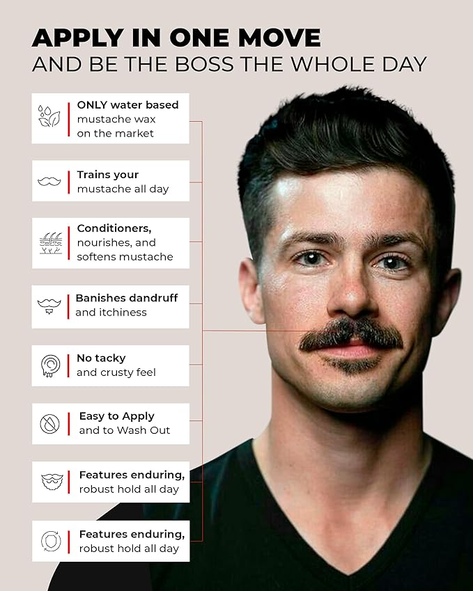 Bossman MUDstache Mustache Wax for Men + Acetate Folding Mustache & Beard Comb – Unscented Styling and Grooming Kit