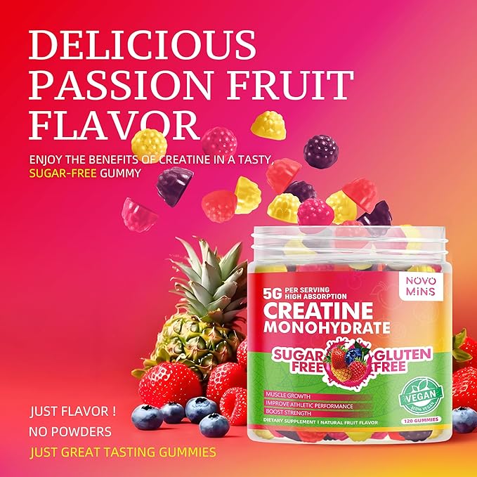 NSF Certified Creatine Gummy - Creatine Monohydrate Gummies 5000mg for Men & Women, Chewables Creatine Monohydrate for Muscle Strength, Muscle Builder, Energy Boost, Pre-Workout Supplement(120 Count)