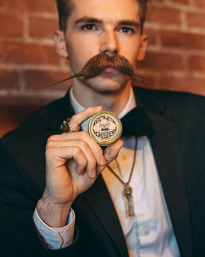 THE VINTAGE GROOMING CO. Bone Crusher Extra Strong Mustache Wax and Night Fury Mustache Wax Remover Oil Set
