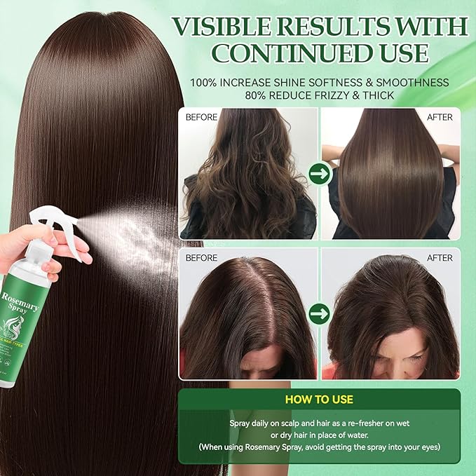 Raw Batana Oil Leave-in Conditioner Spray for Hair Growth, with Rosemary Peppermint，Hair Care for Women & Men,3.38 fl oz (Rosemary)