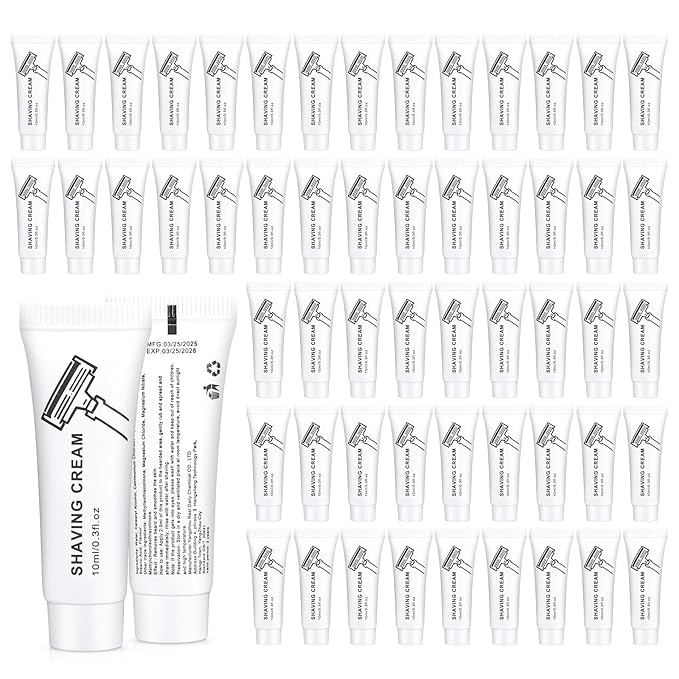 Shaving Cream Bulk, 10ml/0.35fl Oz Travel Shaving Cream, Individually Packaged, Suitable For Travel, Hotel, Home, Camping, Charity, Homelessness (100-PACK)