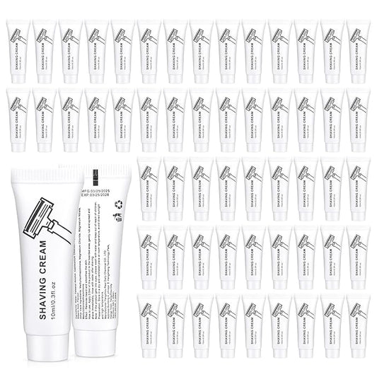Shaving Cream Bulk, 10ml/0.35fl Oz Travel Shaving Cream, Individually Packaged, Suitable For Travel, Hotel, Home, Camping, Charity, Homelessness (100-PACK)
