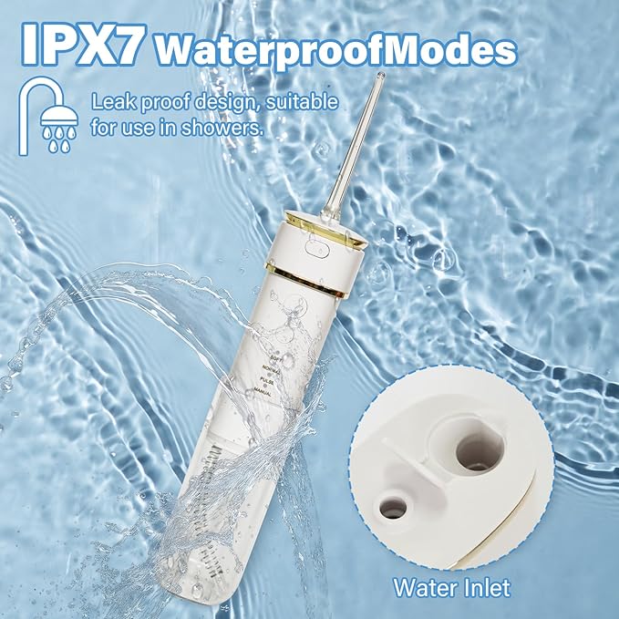 Water Flosser Mini Cordless Portable Rechargeable Oral Irrigator, Telescopic Water Tank with IPX7 Waterproof 3 Models, Suitable for Family Use and Travel