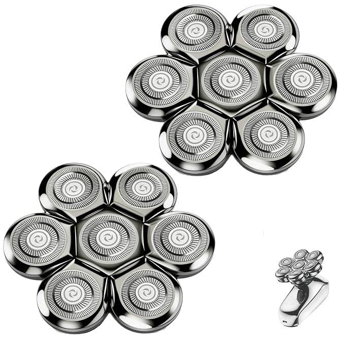 2Pack Fit for SHPAVVER Replacement Heads,7 Blade Floating Head Fit for Cyruzi Replacement Head,Compatible with SHPAVVER/Cyruzi Head Shavers for Bald Men,Magnetic IPX7 Waterproof Shaver Heads.