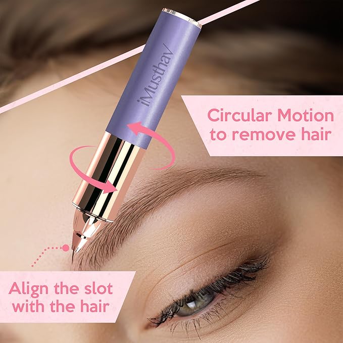 Eyebrow Hair Remover for Women | 18K Gold-Plated Head | 360° LED Light Portable Painless Electric Epilator·
