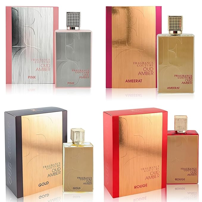 Men's Cologne Gift Set 4 Pack Oud Amber Seris - 3.4 Fl Oz Each | Vanilla Bourbon, Leather & Amber Floral Fragrance | Luxury Eau de Toilette Quartet