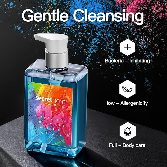 Men’s Intimate Wash, pH-Balancing Mint & Verbena Cleanser for Odor Control, Freshness & Sensitive Skin | 8.8 fl oz