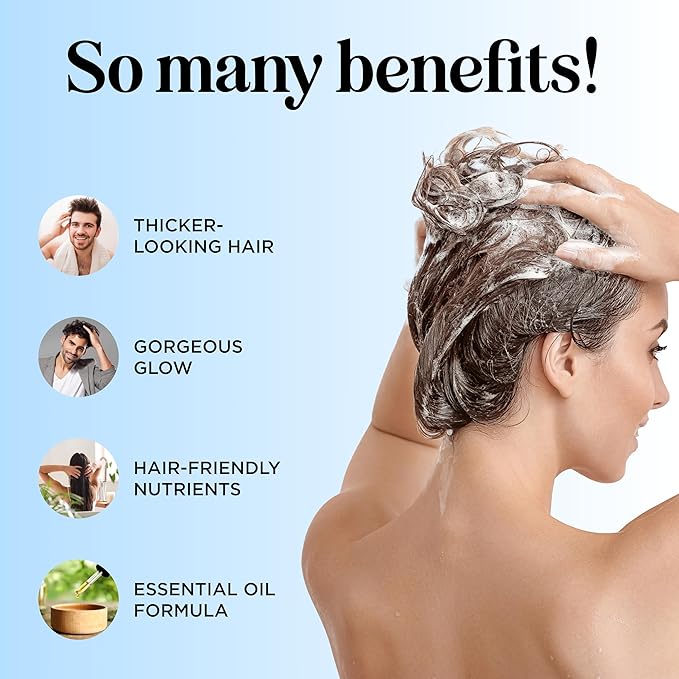 Rosemary and Biotin Shampoo for Thinning Hair - Vegan Volumizing Shampoo for Fine Hair with B Vitamins Argan Oil & Tea Tree Essential Oil - Paraben Silicone and Sulfate Free Vegan Formula (32 Fl Oz)