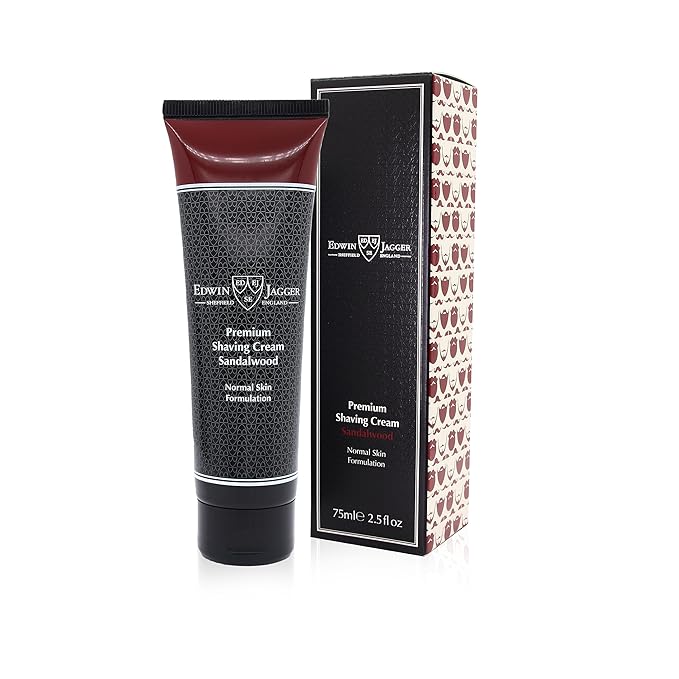 Edwin Jagger 99.9% Natural Premium Shaving Cream, 75ml Tube - Sandalwood, 2.5-Ounce