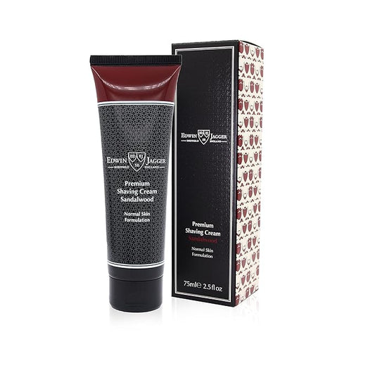 Edwin Jagger 99.9% Natural Premium Shaving Cream, 75ml Tube - Sandalwood, 2.5-Ounce