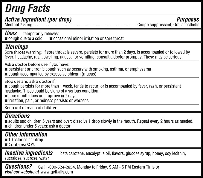 HALLS Relief Honey Lemon Cough Drops, Economy Pack, 80 Drops
