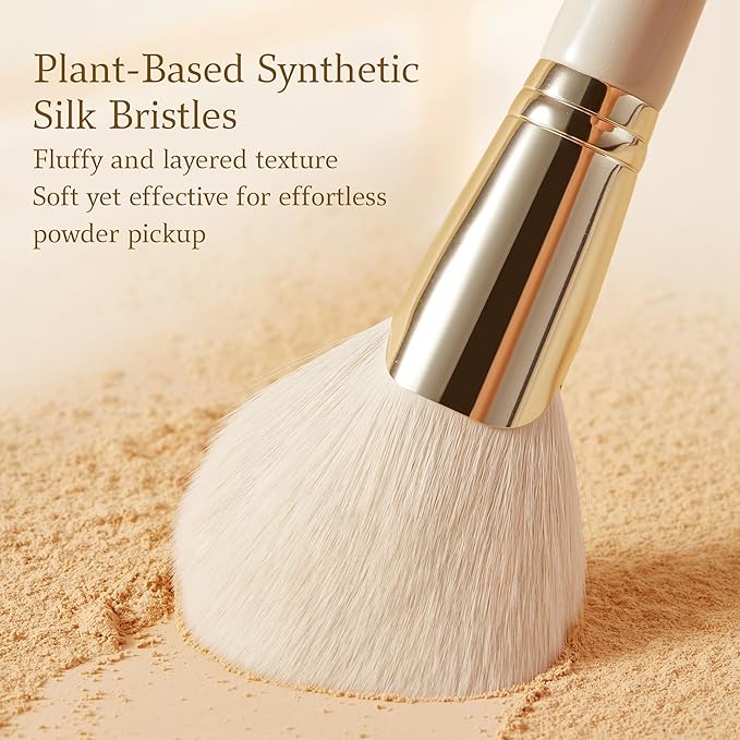 Bisque Series Round Blending Brush for Eyeshadow Base All Over Color Painted Birch Handle with Soft Nylon Bristles MJ908