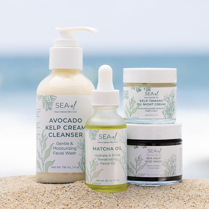 Sea-El Kelp Tamanu Oil Night Cream Hydrating Face Moisturizer Reparative Skin Softening Skincare - Nighttime Anti Aging Facial Lotion for Women & Men - 1 Oz