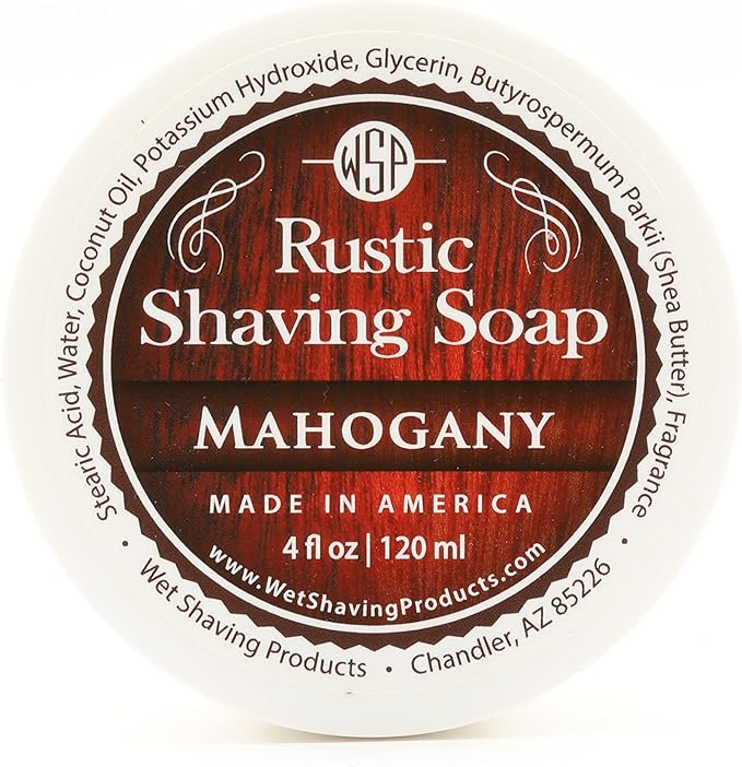 WSP Luxury Rustic Shaving Soap (Mahogany) Artisan Made in America Using Vegan Natural Ingredients