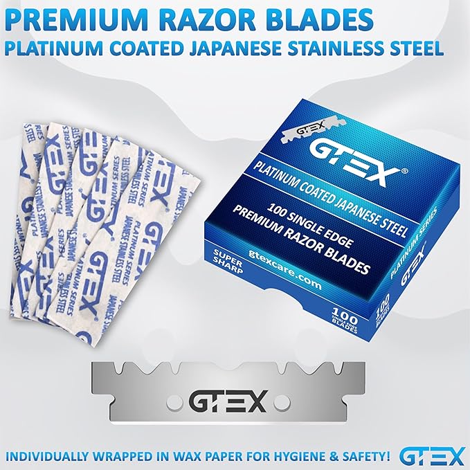 2 Straight Razor For Men (Red Black), 100 GTEX Premium Blades (Japanese Steel) - 2Pack Straight Edge Razor 100 Platinum Razor Blade - Navajas Para Barbero - Barber Razor For Men, Beard Razors