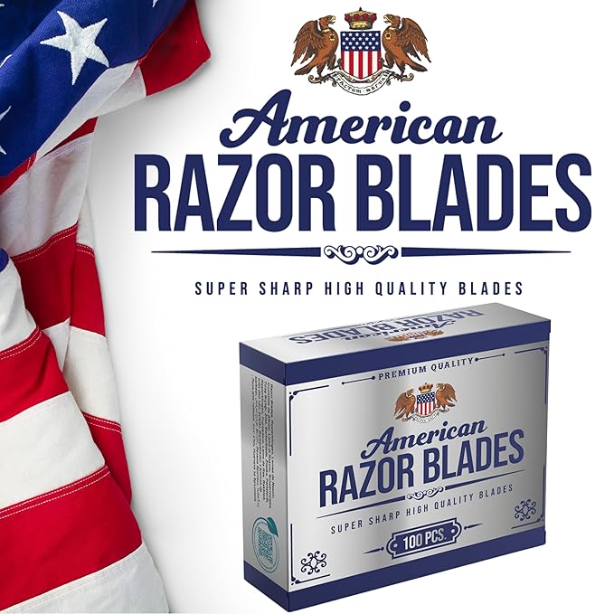 American Razor Blades by The Shave Factory - Super Sharp Double Edge Razor Blades, New Value Pack (100)