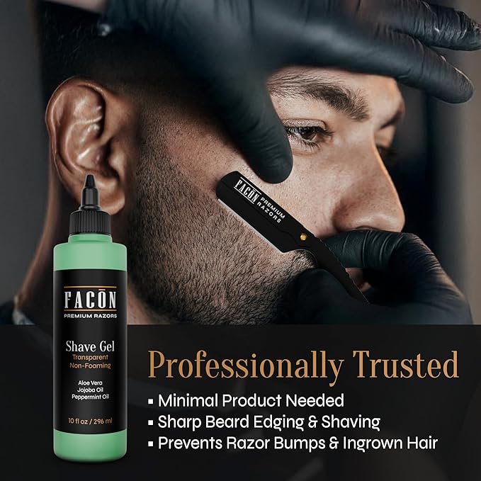 Facón Transparent Shaving Gel + Facón Straight Razors for Men