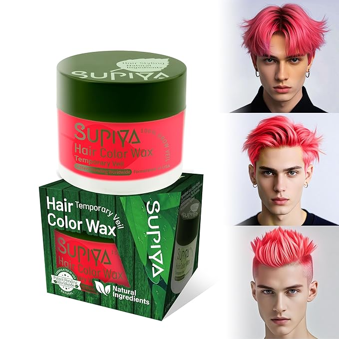 Temporary Hair Styling Color Wax,Red Hair Dye Color Wax Washable Natural Instant Hair Coloring Cream for DIY Hairstyle for Kids Men Women(Color #97W)