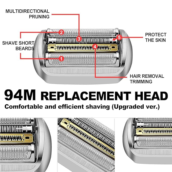 Series 9 Pro 94M Electric Replacement Shaver Head Accessories Shaver Compatible with Braun Series 9 Pro Electric Razors 9290cc, 9291cc, 9370cc, 9376cc, 9293s, 9260s, 9295cc, 9385cc,(Upgraded ver.)