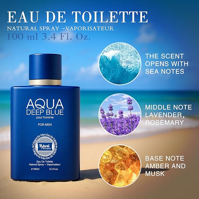 Hybrid & Company Men's 4 Pcs Bavarian Aqua Broadway Blue Aqua Deep Blue Eau De Toilette Perfume