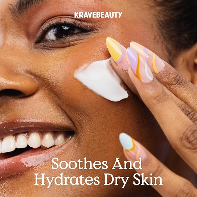 KraveBeauty Oat So Simple Water Cream Moisturizer, Calming, Lightweight Hydrating Gel Face Cream for Sensitive Skin with Oat Extract & Squalane, Fragrance Free, 80 mL