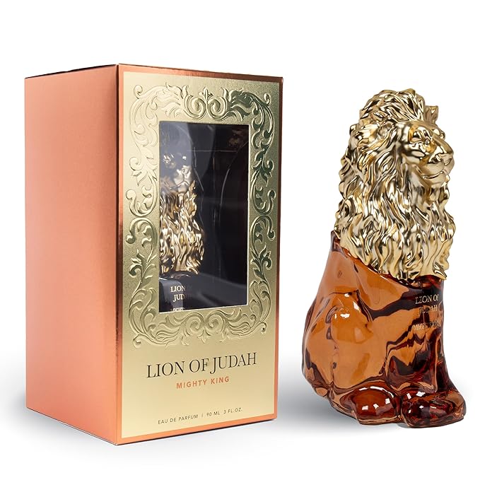 LION OF JUDAH Mighty King - Long-Lasting EDP Fragrance Comes in Elegant Lion-Shaped Glass Bottle - Men's Cologne with Cinnamon, Dry Wood & Vanilla Notes (90ml)