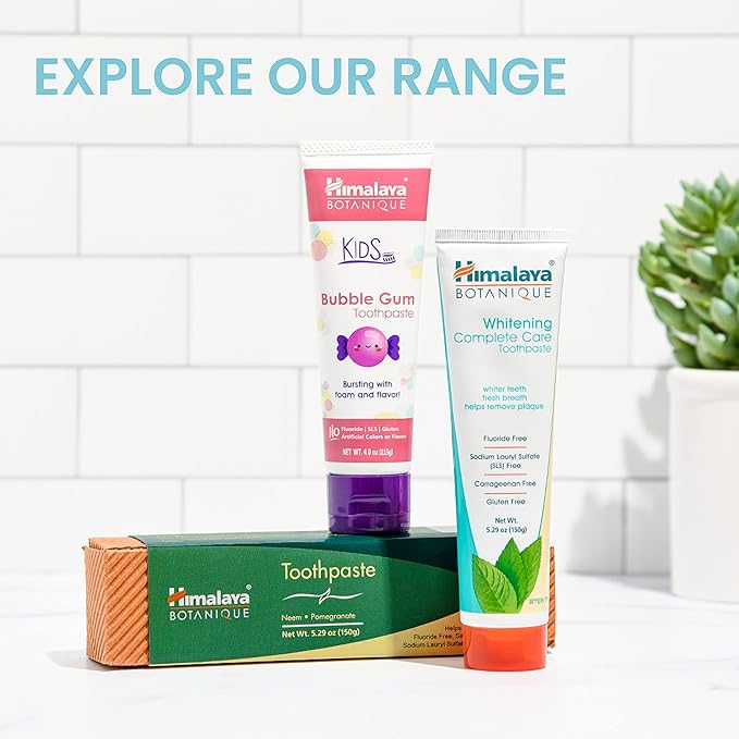 Himalaya Botanique Complete Care Toothpaste, Herbal, Peppermint Flavor, Fights Plaque, Freshens Breath, Fluoride Free, No Artificial Flavors, SLS Free, Cruelty Free, Foaming, 5.29 Oz, 4 Pack…