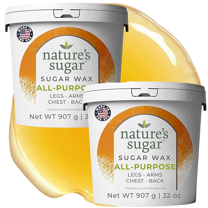 Nature’s Sugar – Beginner-Friendly Vegan All-Purpose Sugar Wax for Hair Removal – Natural Body Sugaring Paste for Legs, Arms, Underarm, Back, Bikini & Sensitive Areas for All Skin Types – 32oz, 2 Pack