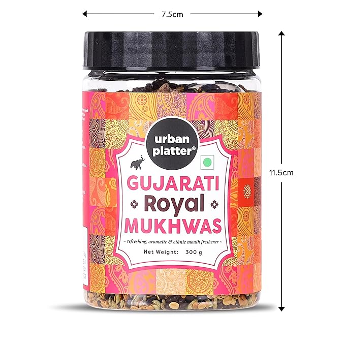 Urban Platter Gujarati Royal Mukhwas | 10.58 Oz (300g) | Traditional Indian Mouth Freshener | Sweet & Refreshing Fennel Mix | Digestive After-Meal Refresher | All-Natural, Vegan, Aromatic