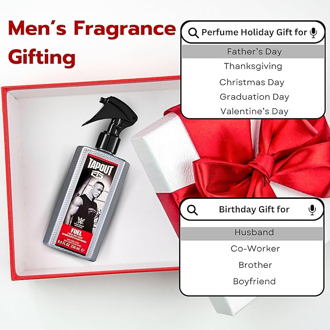 Tapout Fuel Body Spray Perfume for Men Refreshing Fragrance, 8 oz