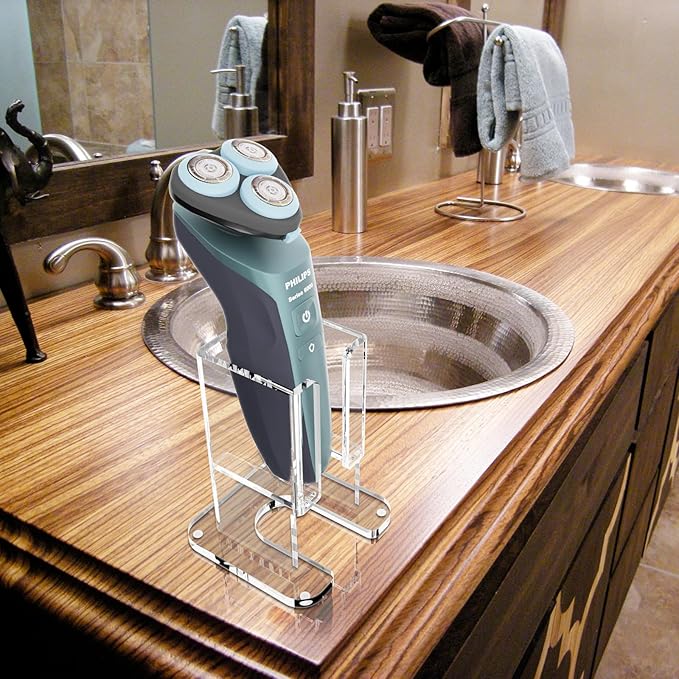 Beautyflier Electric Razor Stand for Philips Norelco Electric Shaver, Acrylic Base Holder for Men Storage Rack Bracket Home Bathroom Accessories, Universal Size