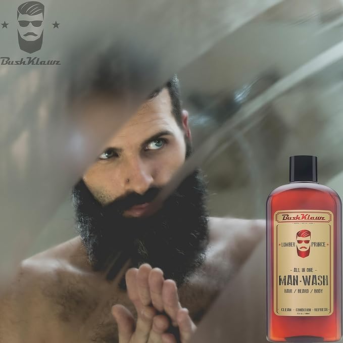 LUMBER PRINCE Men's Original All in One 3-in-1 Shampoo, Conditioner, Hair, Beard and Body Wash - American Viking Crew Cannon with Bulldog Duke PH Ballwash