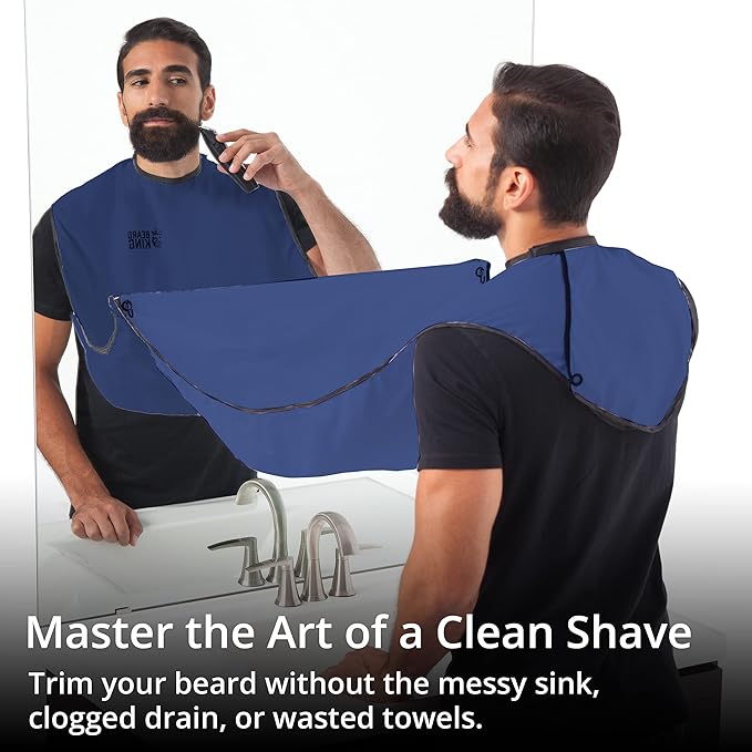 Beard King Beard Bib Apron - As Seen on Shark Tank – Gifts for Him, Stocking Stuffers for Men, Mens Gift, Blue
