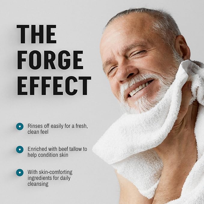 FORGE SKIN® Beef Tallow Face Wash for Men [TALLOW-BASED] - Morning Nourishing Hydrating Facial Cleanser - Gentle Cleansing Moisturizer for Hydration - Exfoliating Facial Skincare for Clean Skin (5 OZ)