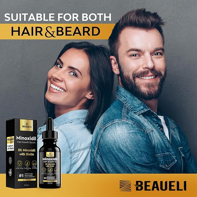 Minoxidil Beard Growth Kit For Men and Women, Hair Loss and Hair Regrowth Treatments, Minoxidil 5%, Black