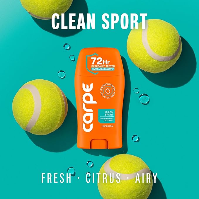 Carpe Underarm Deodorant Antiperspirant - Extra Strength Men's Antiperspirant with 72 Hour Sweat Control - Deodorant for Men - Helps Eliminate Odor - Clean Sport Scent