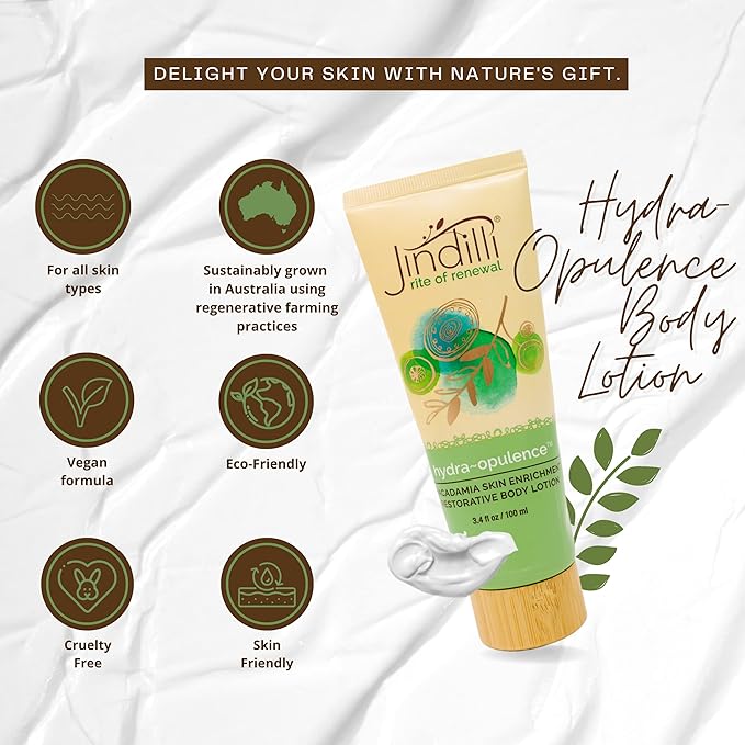 Hydra-Opulence Macadamia Body Lotion for Women and Men, All-Natural, Cruelty-Free Moisturizer with Aloe Vera. Ideal for Sensitive Skin, Eczema, Rosacea, Sunburn, Massages. (3.4 fl oz)