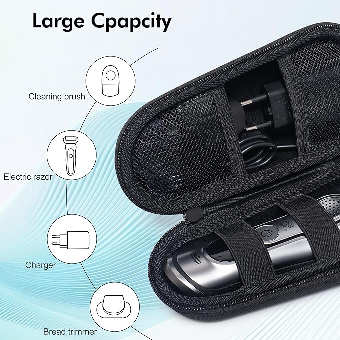 Nincha Electric Shaver Case for Braun Series 3, Series 5, Series 7, Series 9 Electric shavers - Hard shell EVA Travel Case - Powered Shaver Protective Bag (Black)