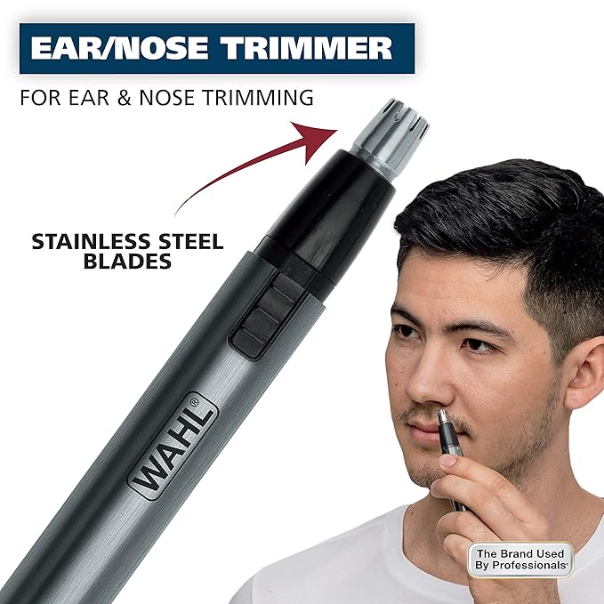 WAHL Micro Groomsman Personal Trimmer, Battery Powered | Rinseable Heads | Interchangeable Heads | For Facial Detailing | Model 05640-600