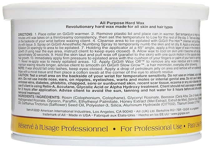 GiGi All Purpose Hard Wax for Hair Removal - DIY At-Home Waxing Kit for Face & Body, 14 oz