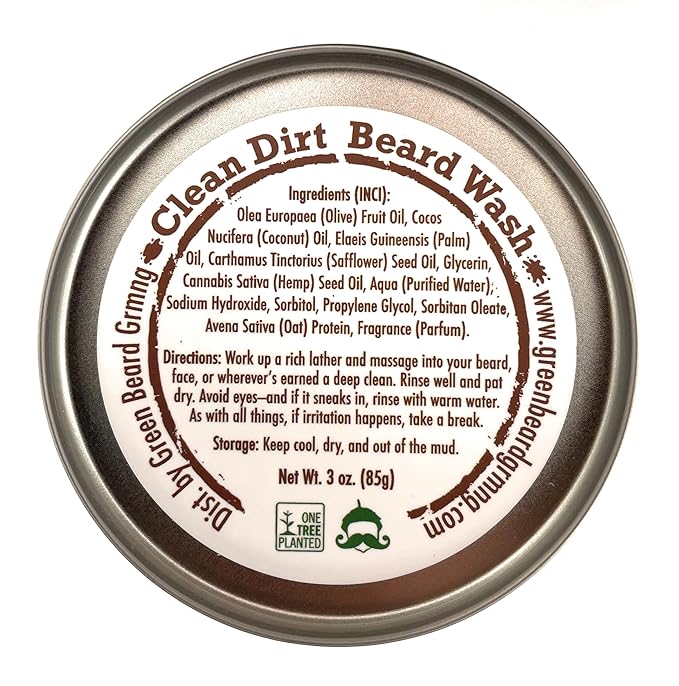 Natural Beard Wash Bar for Men – Solid Shampoo with Olive Oil & Hempseed Oil – Cleans, Softens, and Moisturizes – Beard & Mustache Wash Bar 3 Ounce (Pack of 1), Clean Dirt
