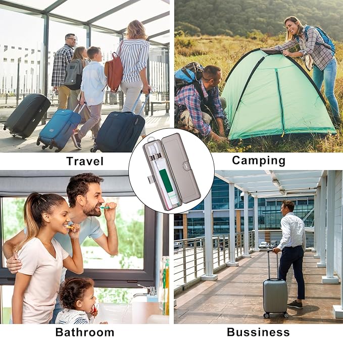 Yeeco Toothbrush Case 4 Packs, Transparent Black Toothbrush Travel Case, Plastic Toothbrush Holder Travel Size, 7.87 x 2.36x 1.18 inches Portable for Traveling Can Palce 2 Toothbrushes