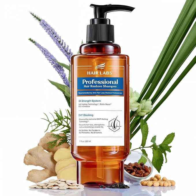 Professional Strength Hair Restore Shampoo for Hair Loss and Thinning Hair, DHT Blocker for Men and Women, Biotin Shampoo Infused with Rosemary Oil for Hair Growth, Sulfate-Free, Color-Safe, 7 Fl Oz