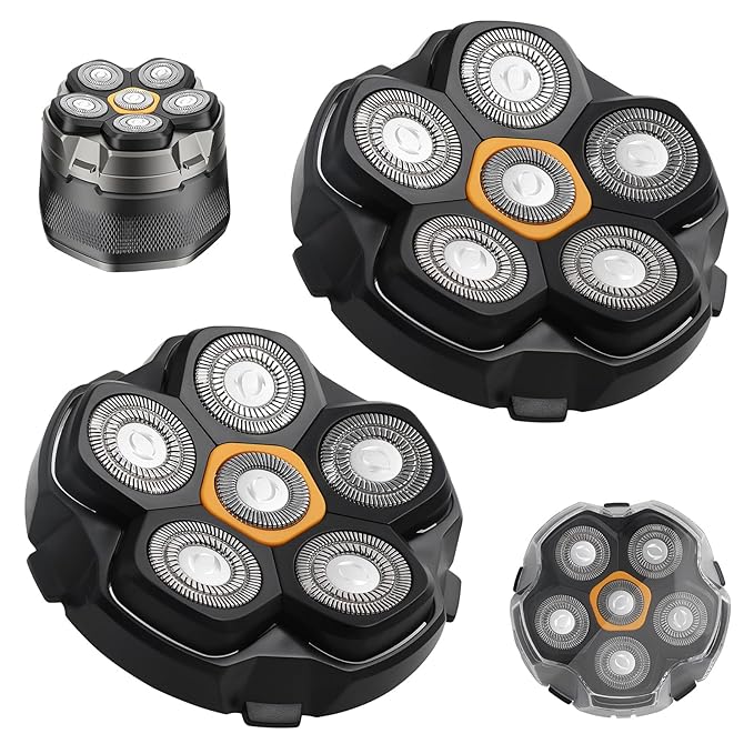 2 pcs 6 Blade head shaver Replacement heads Compatible with Wyklaus Redbreak Detona DOAO head shaver