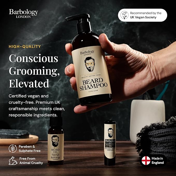 2-in-1 Beard and Face Shampoo for Men with Jojoba Oil, Argan Oil, and Avocado Oil, Conditions Dry, Itchy and Coarse Facial Hair, 10oz Pump