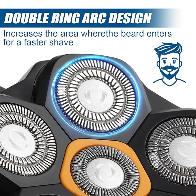 Universal Magnetic 6 Blade head shaver Replacement heads Compatible with Wyklaus Redbreak Detona DOAO head shaver