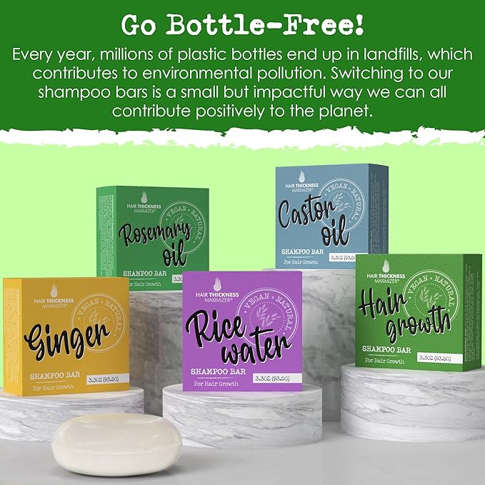 Hair Growth Shampoo Bar with Biotin. Eco-Friendly, No Harsh Chemicals, Color Safe, pH Balanced. Solid Shampoo Bar Equal to 3 Liquid Bottles. Zero Plastic, USA Made, Strengthening & Dry Hair Relief