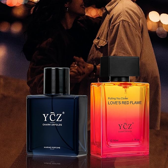 Ycz Eau de Parfum Ocean Fire Perfume Set, 1.7oz(50ml) Bottled 2pcs Men'S Luxury Perfume - Oriental Fresh And Long Lasting Floral Scent for Dating, Made for Men Valentine's Day Gift, Christmas Gifts