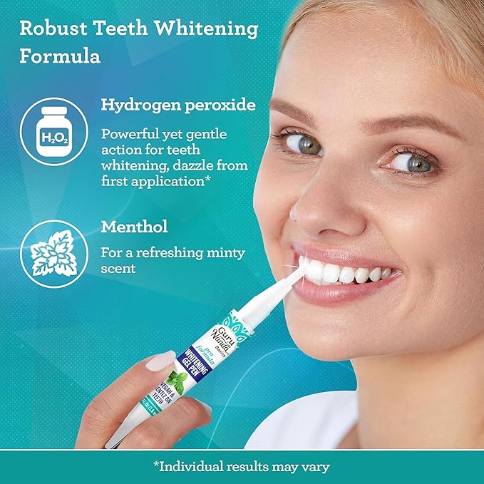 GuruNanda Teeth Whitening Pen,(0.06 fl oz)-20 Uses, Vegan & Gentle on Teeth Pro Formula - Hydrogen Peroxide Whitening Gel Pen, Cruelty-Free, Mint Flavor (Pack of 2)